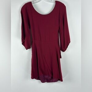 Women's Loose Fitting 3/4 Sleeve Tie Back Mini Dress